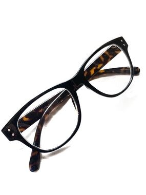NOS Y2K +2.75 Reading Glasses Unisex Horn rim HornRim Rectangular Black Tortoise
